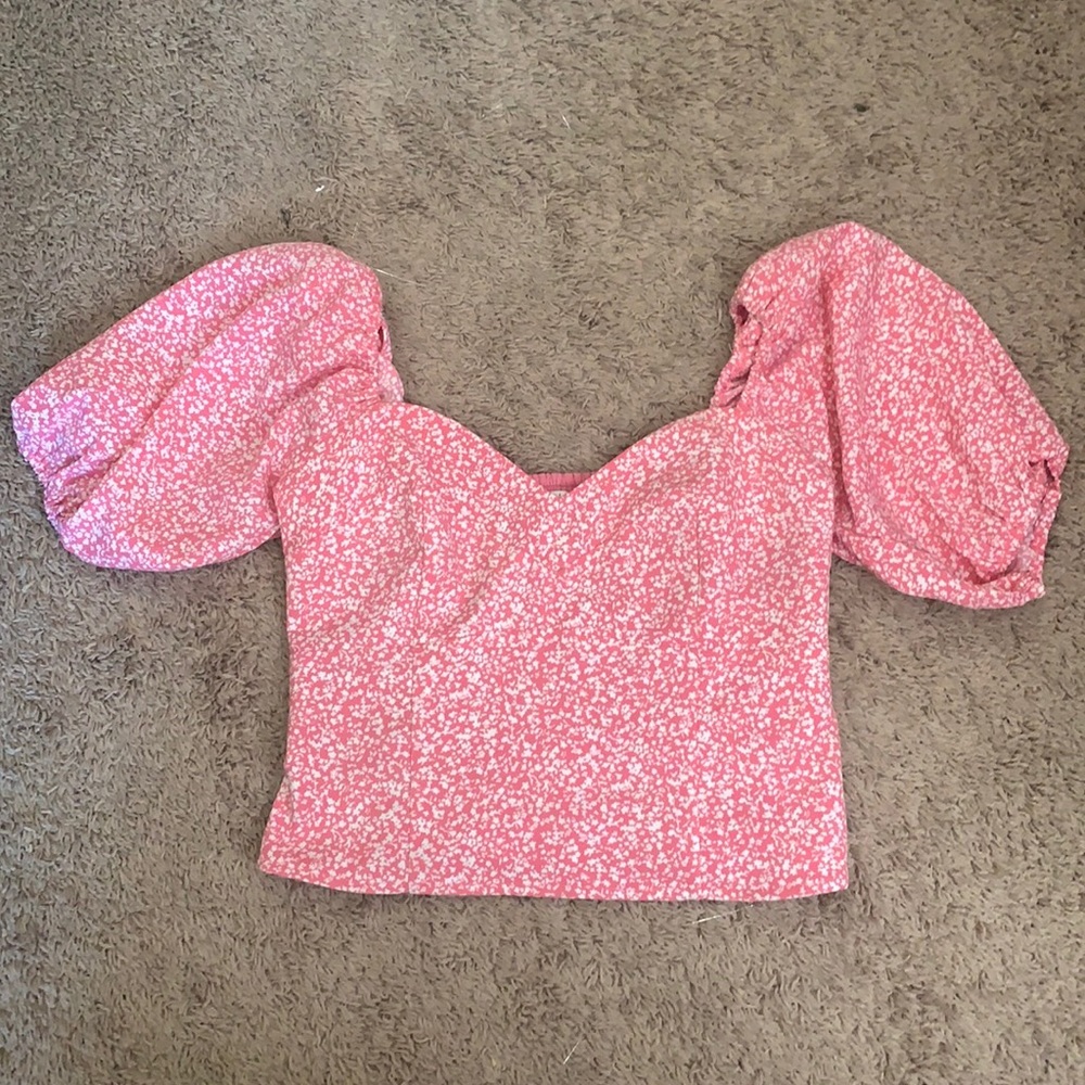 Pink Puffy Sleeve Corset Top